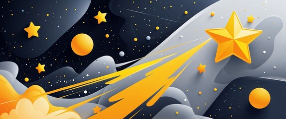 Wall Mural - joyful shooting star yellow and space gray color abstract background