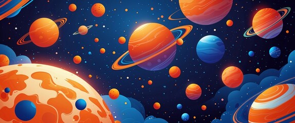 Wall Mural - Joyful planetary orange and space blue color abstract background