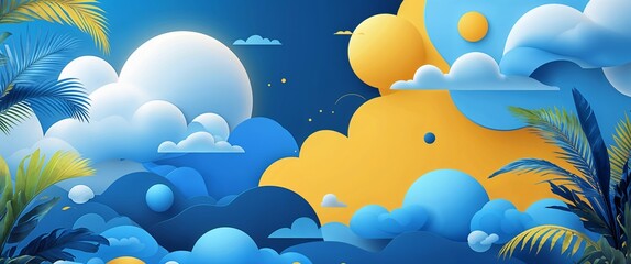 Wall Mural - joyful sky blue and tropical yellow color abstract background