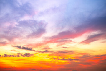 Wall Mural - beautiful , luxury soft gradient orange gold clouds and sunlight on the blue sky perfect for the bac