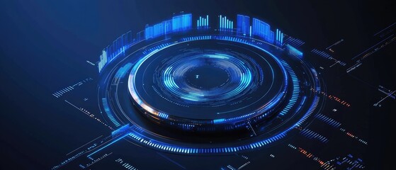 Futuristic blue digital interface, technology HUD.