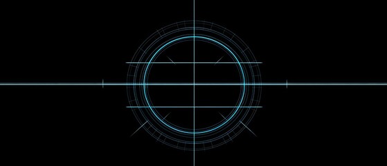 abstract blue circle target on black background.