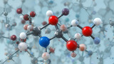 6PPD rubber additive molecule. Toxic to salmon. 3D rendering. Atoms are represented as spheres with conventional color coding: hydrogen (white), carbon (grey), oxygen (red), nitrogen (blue).