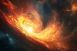 © AENI - Fiery cosmic vortex in a swirling nebula.