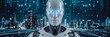 © Burak - 3D humanoid AI robot metaverse cyberspace digital world background, revolution of AI artificial intelligence automated digital technology industry 4.0, artificial intelligence, 3D Humanoid art