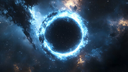 Wall Mural - Cosmic ringed void in nebulae's deep space.
