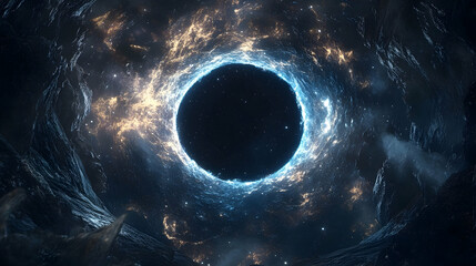 Wall Mural - Cosmic vortex with a dark celestial body.
