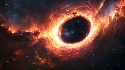 Wall Mural - Fiery cosmic vortex in the vast expanse of space.