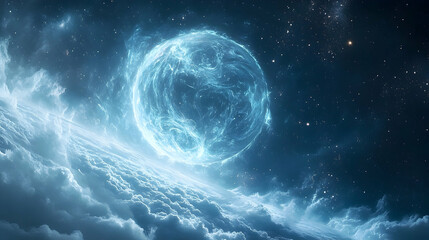 Wall Mural - Celestial sphere within a cosmic cloud formation.