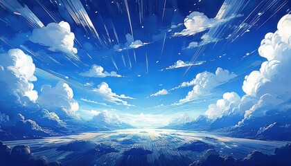 Leinwandbilder - dreamy panoramic sky illustration with glowing clouds and radiant sunlight perfect for web design, digital art, posters, or branding background