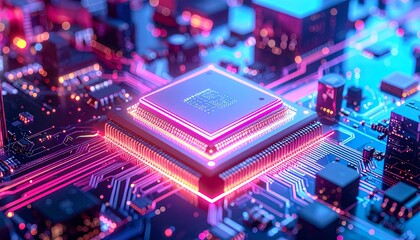 Photo of AI chipset cyberpunk style