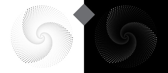Leinwandbilder - Abstract background with rhombuses in circle. Art design spiral as logo or icon. A black figure on a white background and an equally white figure on the black side.