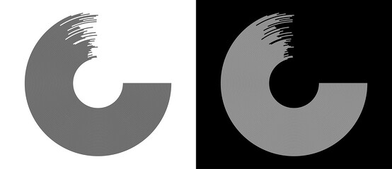 Fototapete - Abstract background with lines in circle. Art design as logo or icon. A black figure on a white background and an equally white figure on the black side.