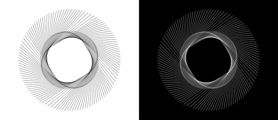 Aufkleber - Lines in spiral or circle. A black figure on a white background and an equally white figure on the black side.