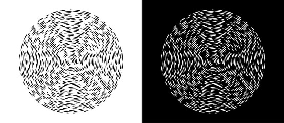 Leinwandbilder - Abstract background with lines in circle. Art design spiral as logo or icon. A black figure on a white background and an equally white figure on the black side.