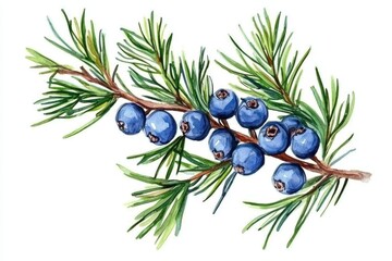 Isolated botanical element featuring juniper berries