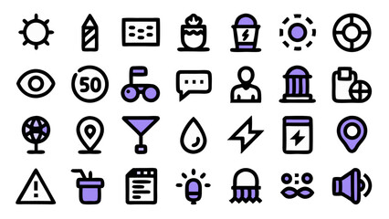 Stylish and minimalistic flat linear conceptual icons set suitable for business presentations digital dashboards app development and creative visual content