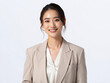 © Asteroid-Art - Smiling Asian Businesswoman on White Background | 白背景の笑顔のアジア系ビジネスウーマン