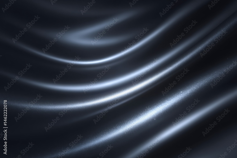 Silk fabric cascades in gentle waves, illuminated by soft light. The flowing texture showcases reflections and subtle patterns, creating a soothing visual experience.