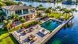 © Danicha - Luxurious Florida Waterfront Mansion Patio - Aerial View