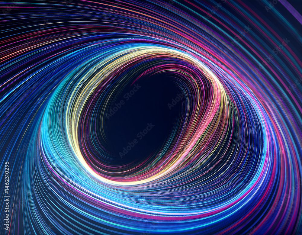 Colorful Swirling Light Streaks Forming a Dynamic Vortex Pattern