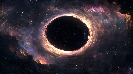 Wall Mural - A cosmic black hole encircled by vibrant nebulae.