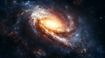Wall Mural - A spiral galaxy in deep space, vibrant colors and stellar dust.