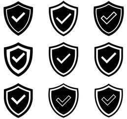 shield icon set with check mark