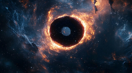 Wall Mural - Cosmic event horizon with fiery ringed nebula.