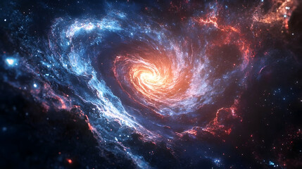 Wall Mural - Cosmic spiral galaxy, a swirling celestial formation.