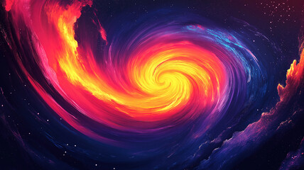 Wall Mural - a vibrant spiral nebula swirling in space, illuminated by colors against a dark cosmic background