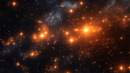 Wall Mural - a dark space background filled with glowing particles and twinkling stars in a celestial scene