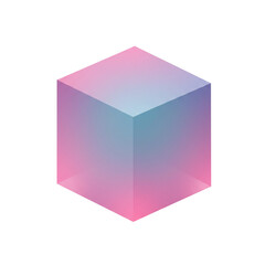 Wall Mural - Isometric cube with gradient, blending pink, blue and purple colors