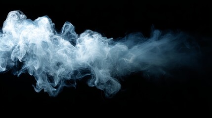Poster - Wispy gray vapor swirls against a stark black backdrop, creating an atmospheric feel ideal for stock uses and providing ample space for text or design elements