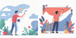 © LadyBeck - young man making mural on wall environment style vector flat design