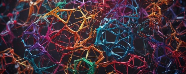 Wall Mural - interwoven colorful polygons symbolizing digital interactions , data, modern
