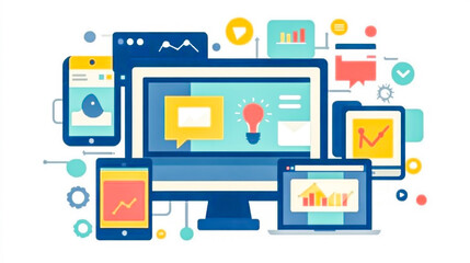 A responsive web design adapting across multiple devices.