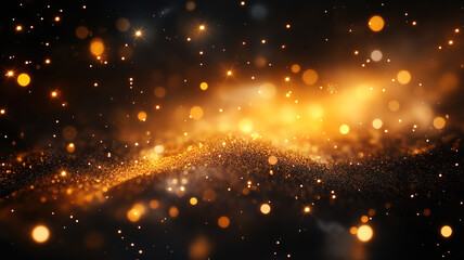 Wall Mural - glowing particles and stars shimmer across a dark space background with a cosmic atmosphere