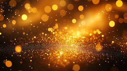 Wall Mural - a festive, dreamy abstract background filled with gold glitter and shimmering gold stars