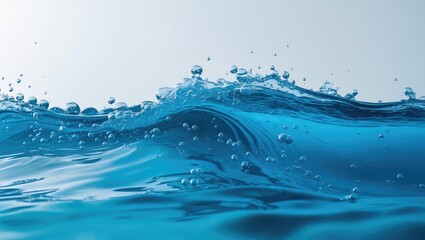Wall Mural - background featuring a single blue water wave with realistic flow and splash effects
