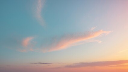 Wall Mural - beautiful dawn scene with clear sky, clouds, and a colorful orange-blue background