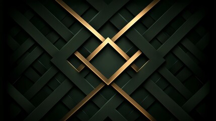Fototapete - Black and gold design with a gold frame. The design is made up of many lines and shapes