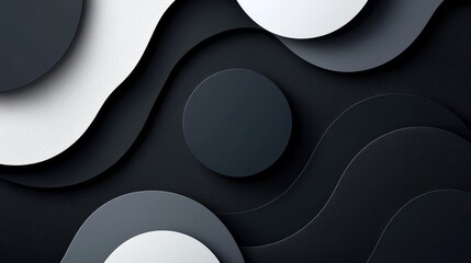 Leinwandbilder - Black and white abstract image with a black and white circle in the middle. The image has a modern and minimalist feel to it