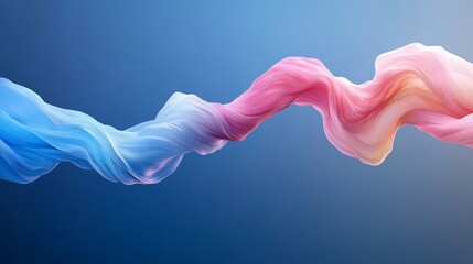 Leinwandbilder - Blue and pink ribbon with a purple stripe. The ribbon is long and flowing. The ribbon is made of a material that looks like it is made of fabric
