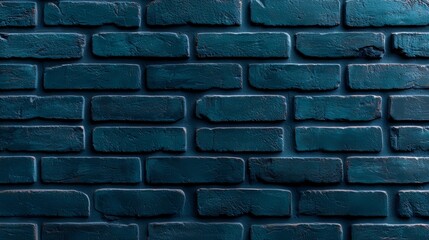 Fototapete - Wall made of blue bricks with a blue brick pattern. The wall is blue in color and has a unique design