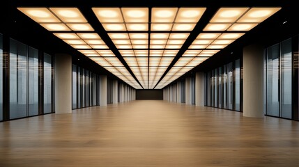 Poster - Large, empty room with a lot of windows and a lot of light. The room is very open and spacious, with a lot of natural light coming in from the windows. The room is very clean and well-lit