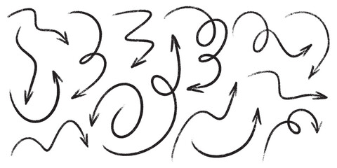 Wall Mural - marker pencil arrow doodles pack - hand sketched round swirls, curved lines, pointers. artistic desi