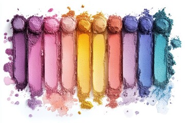 Poster - Colorful streaks of paint create an artistic display of vibrant hues along a white background in a creative workspace
