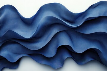 Poster - Deep blue fabric drapes softly showcasing texture and color variation under natural light in a casual setting