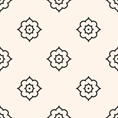 Wall Mural - elegant vector floral seamless pattern. abstract minimal black and white geometric texture with flow